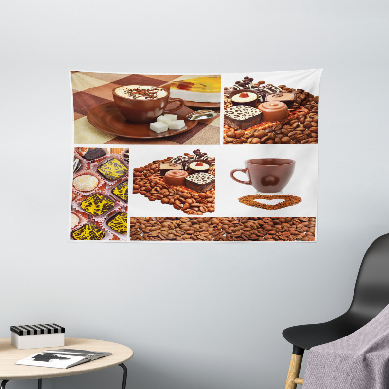 Sweets and Coffee Beans Wide Tapestry