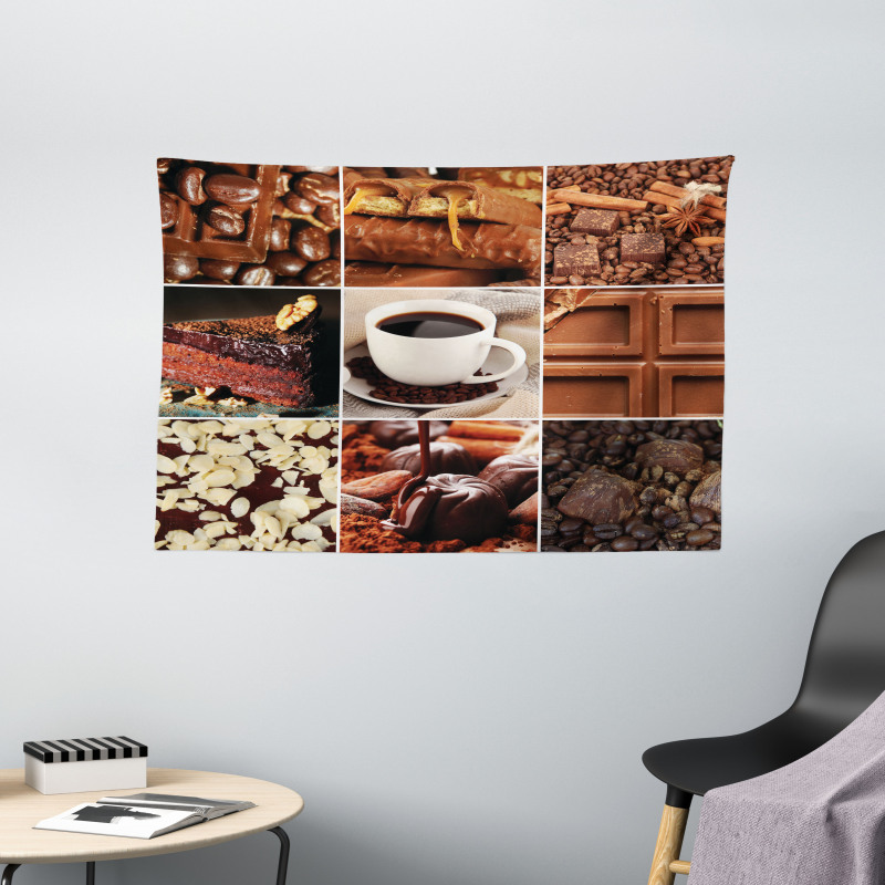 Coffee Chocolate Cocoa Wide Tapestry