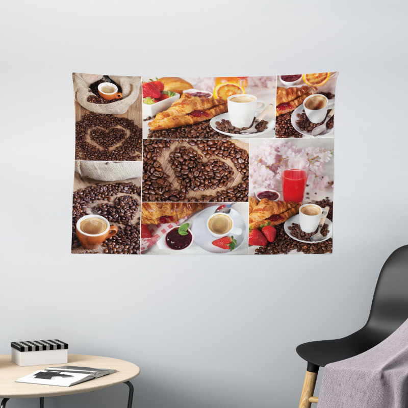 Croissant and Coffee Wide Tapestry