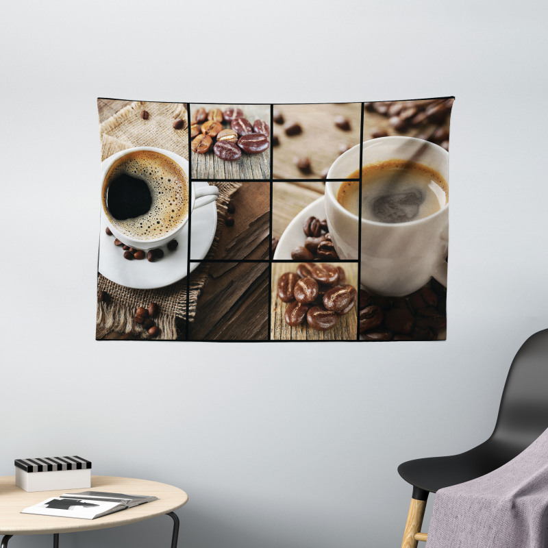 Coffee Mugs Wood Table Wide Tapestry