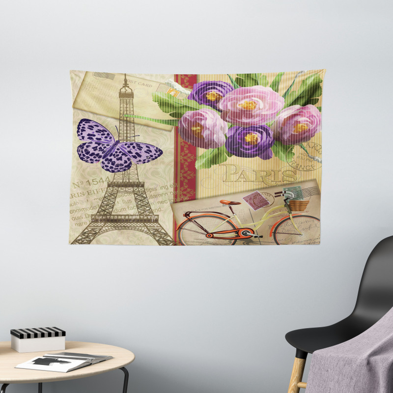 French Landmarks Tower Wide Tapestry