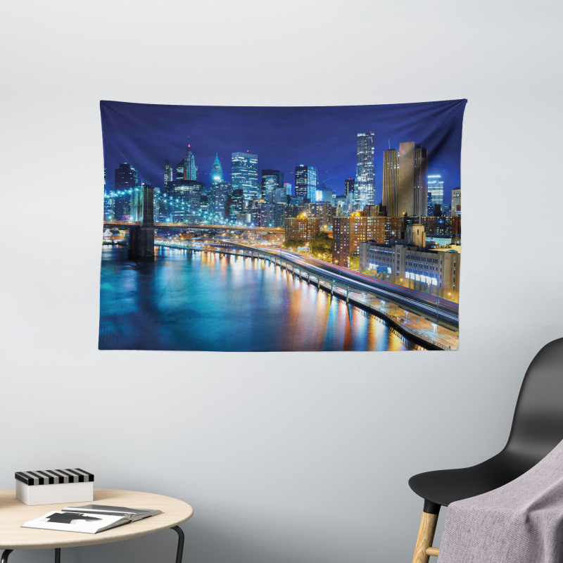 View of New York City Wide Tapestry