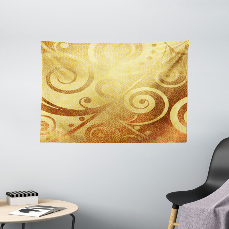 Floral Swirls Leaves Wide Tapestry