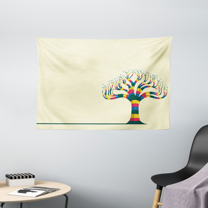 Colorful Tree and the Leaf Wide Tapestry