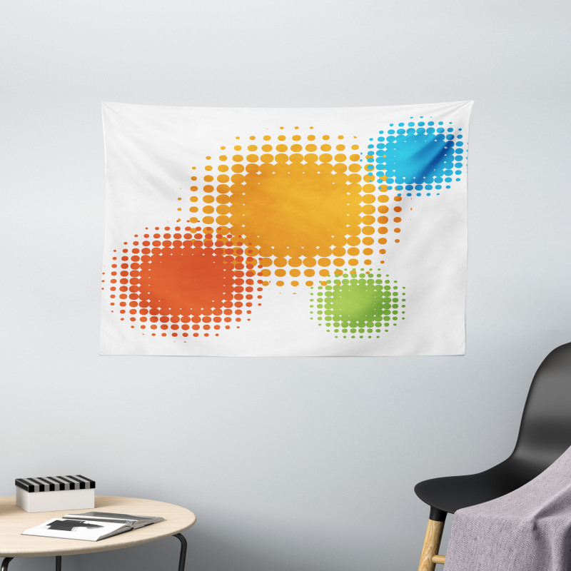 Colorful Half Tone Circles Wide Tapestry