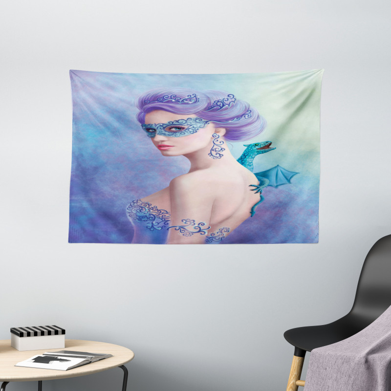 Fantasy Snow Queen Wide Tapestry