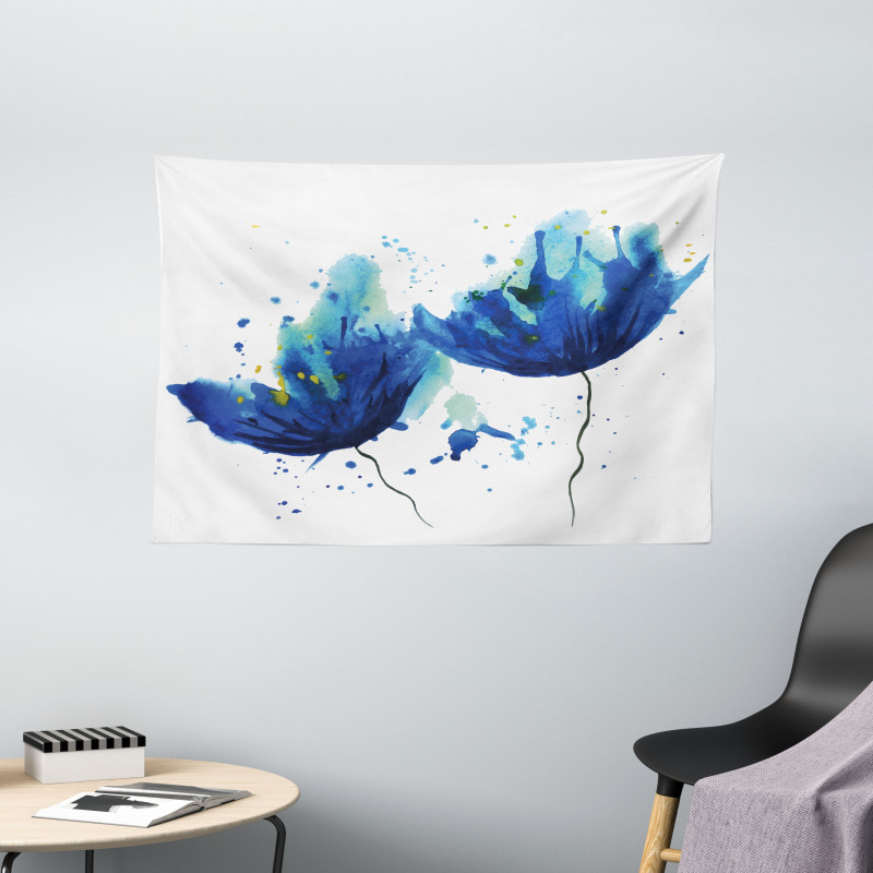 Floral Abstract Art Wide Tapestry