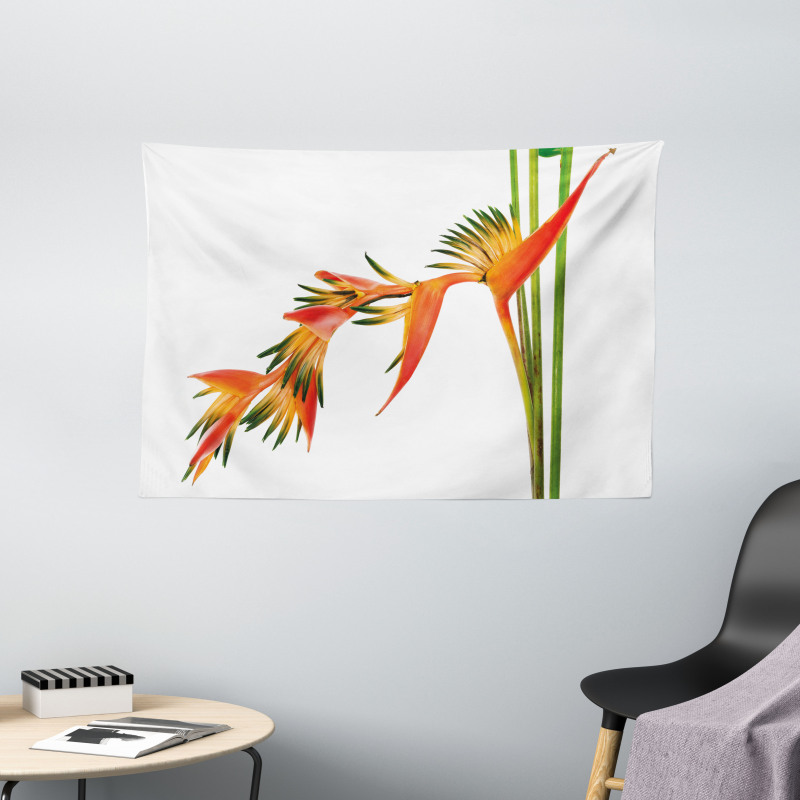 Exotic Flower Branch Wide Tapestry