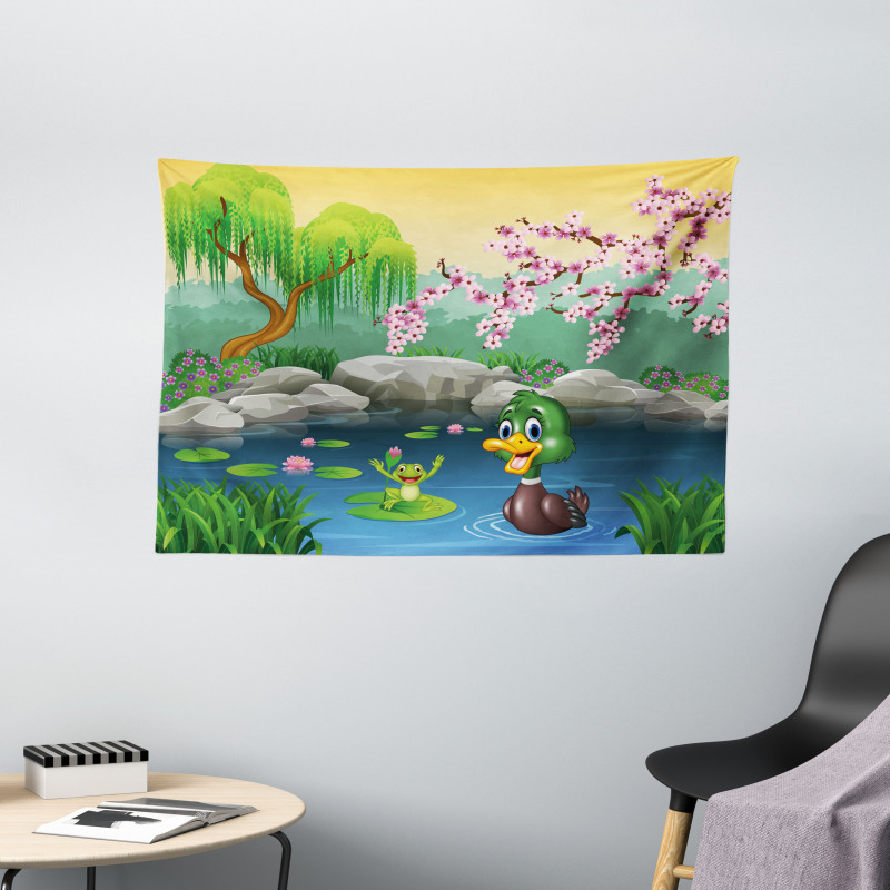 Duck and Frog in a Lake Wide Tapestry