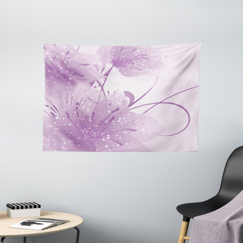 Vector Flowers Butterfly Wide Tapestry