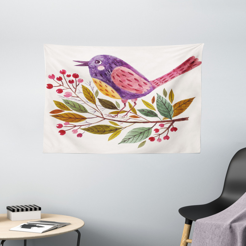 Birds on a Branch Wide Tapestry