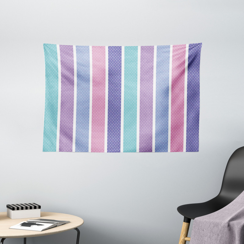 Polka Dot with Stripes Wide Tapestry