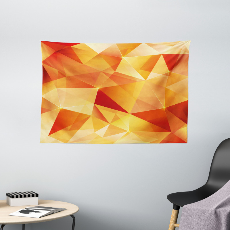 Orange Triangles Art Wide Tapestry