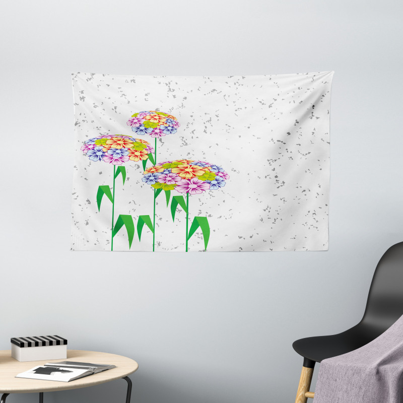 Colorful Daisies Artwork Wide Tapestry