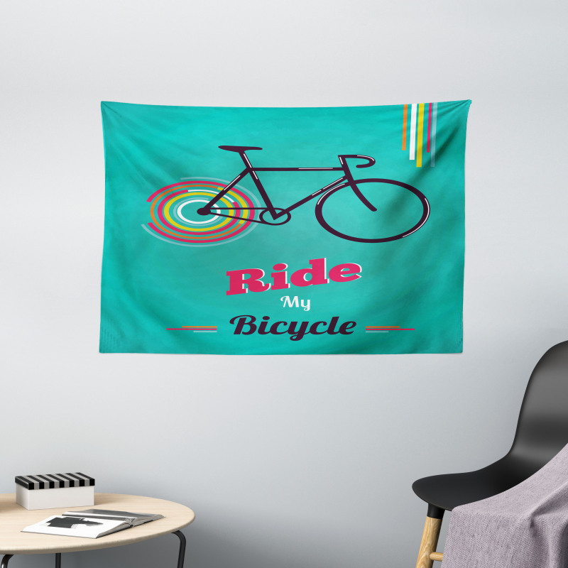 Retro Bicycle Design Wide Tapestry