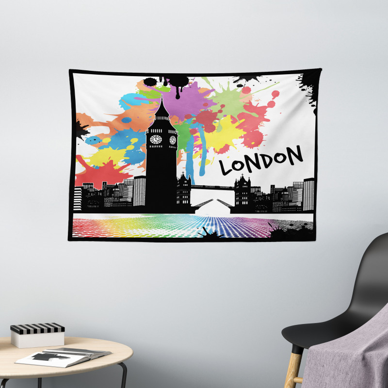 Colorful London City View Wide Tapestry