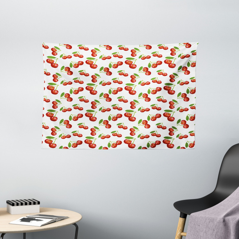 Cherry Fruit Pattern Wide Tapestry