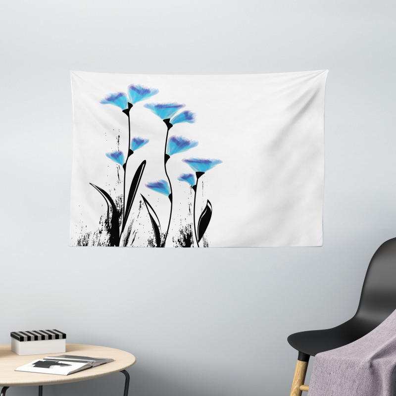 Flowers Tulips in Ombre Wide Tapestry