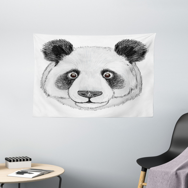 Hand Drawn Panda Wide Tapestry