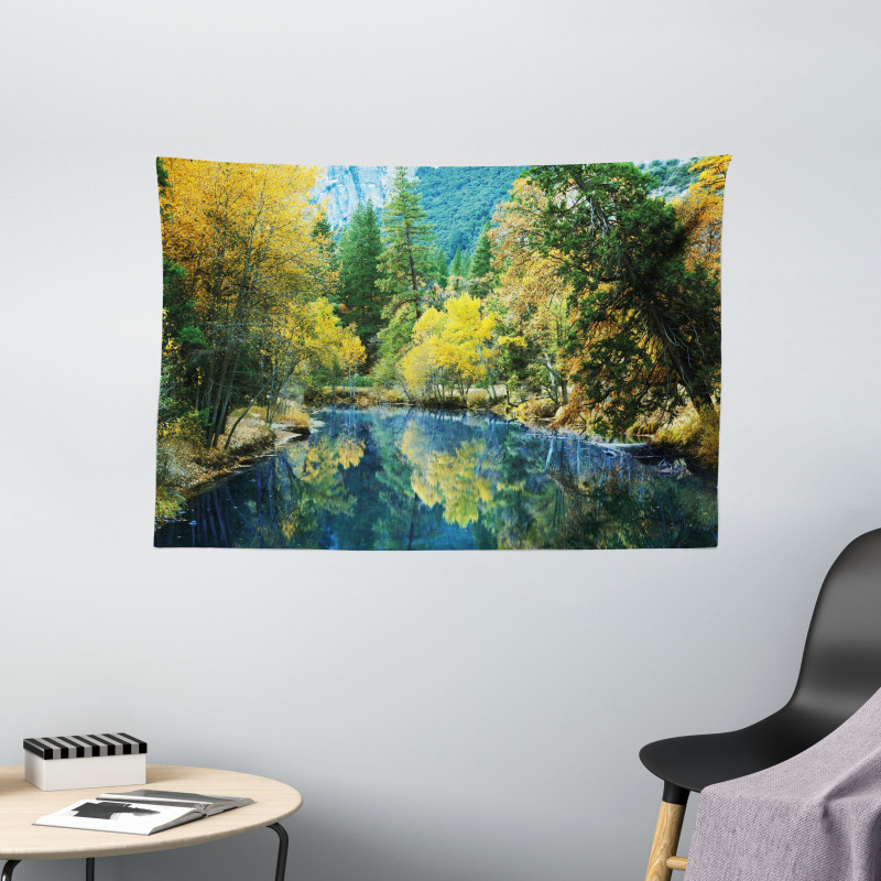 Autumn Forest Landscape Wide Tapestry