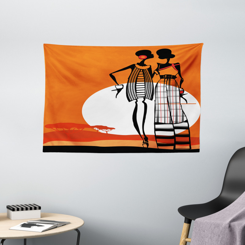 Women on Desert Wide Tapestry