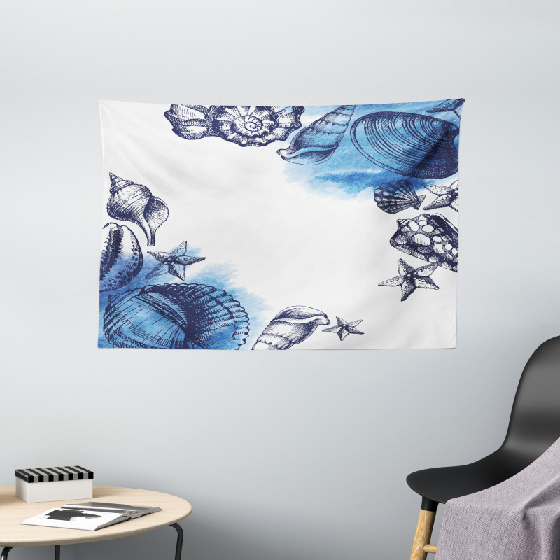 Sealife Sea Shells Sand Wide Tapestry