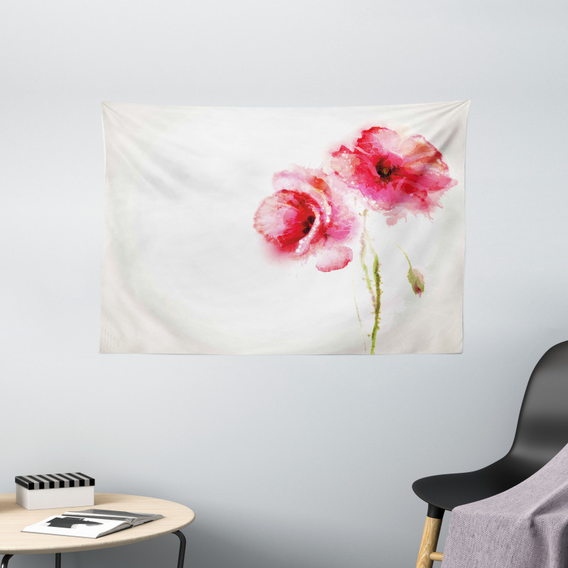 Red Poppies Vivid Spring Wide Tapestry