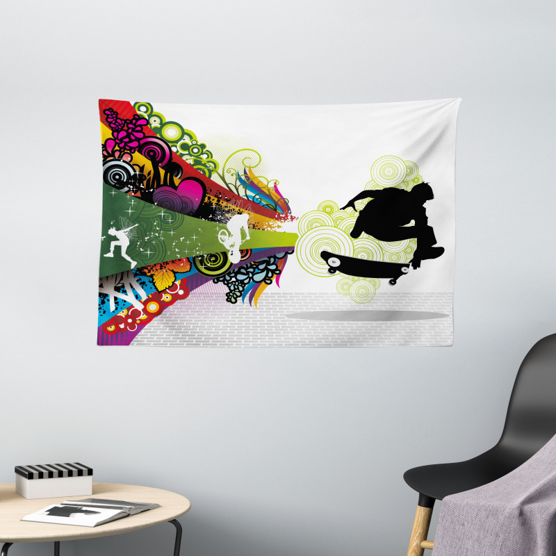 Scater Boy Colorful Wide Tapestry