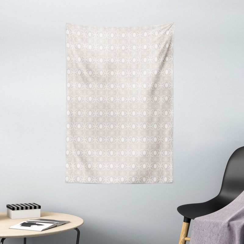 Pastel Flowers and Dots Tapestry