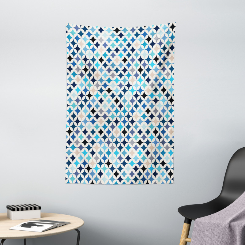 Modern Blue Circles Tapestry