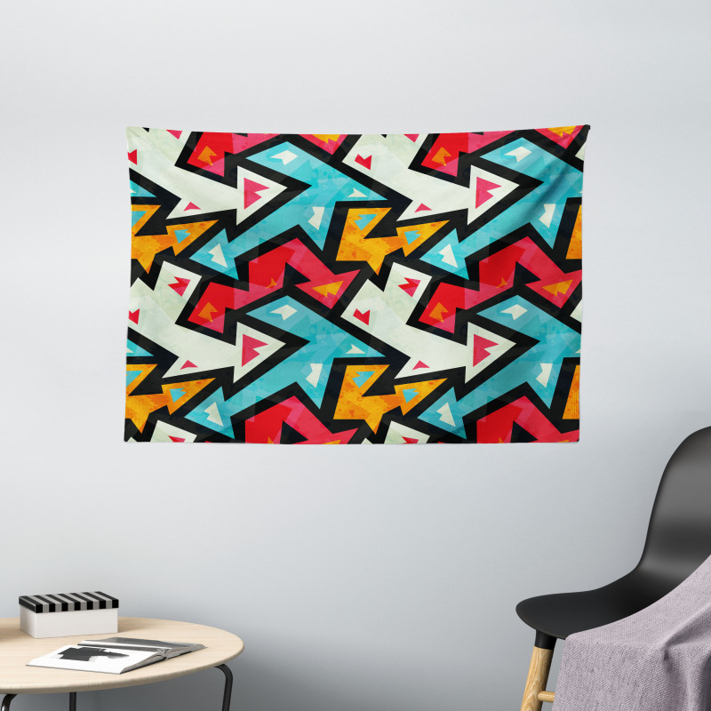 Psychedelic Arrows Wide Tapestry