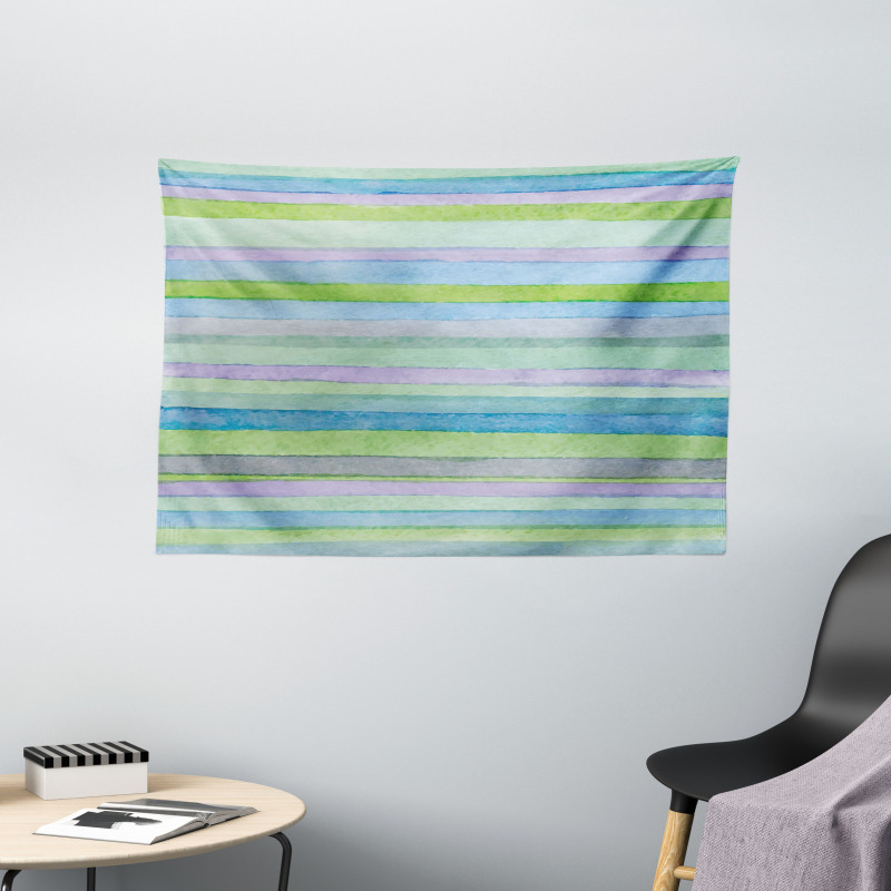 Watercolor Stripes Artwork Wide Tapestry