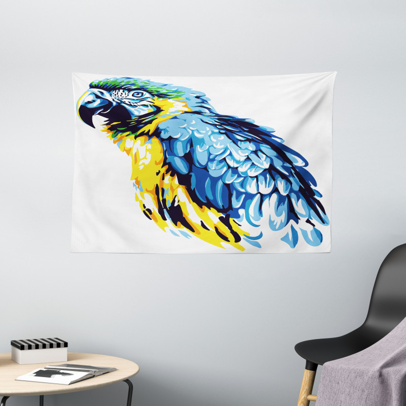 Exotic Parrot Painting Wide Tapestry