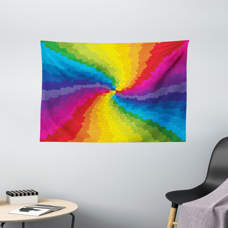 Stained Glass Rainbow Wide Tapestry