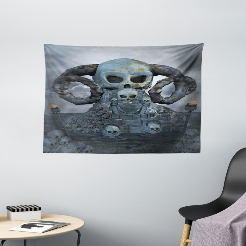 Scary Horns Graves Wide Tapestry