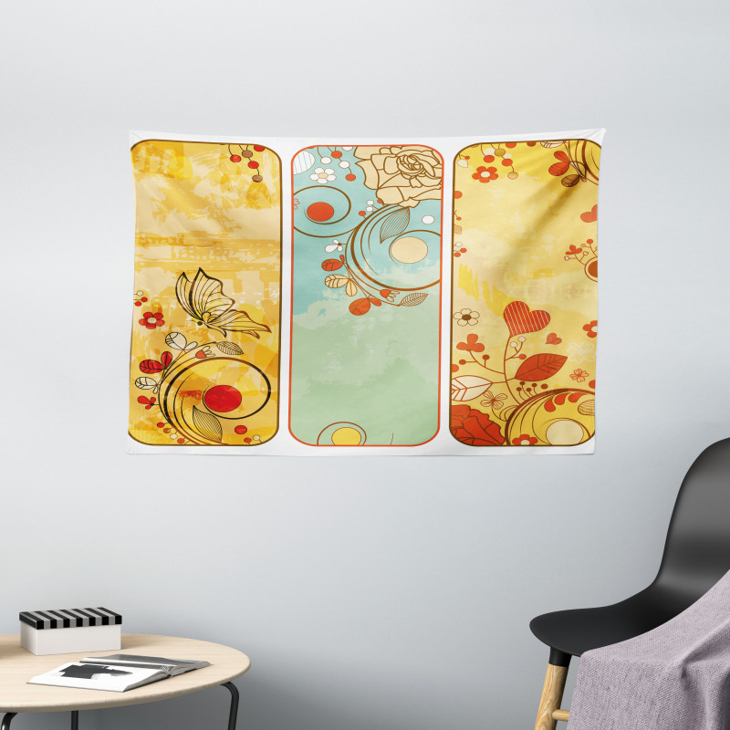 Floral Detailed Frames Wide Tapestry