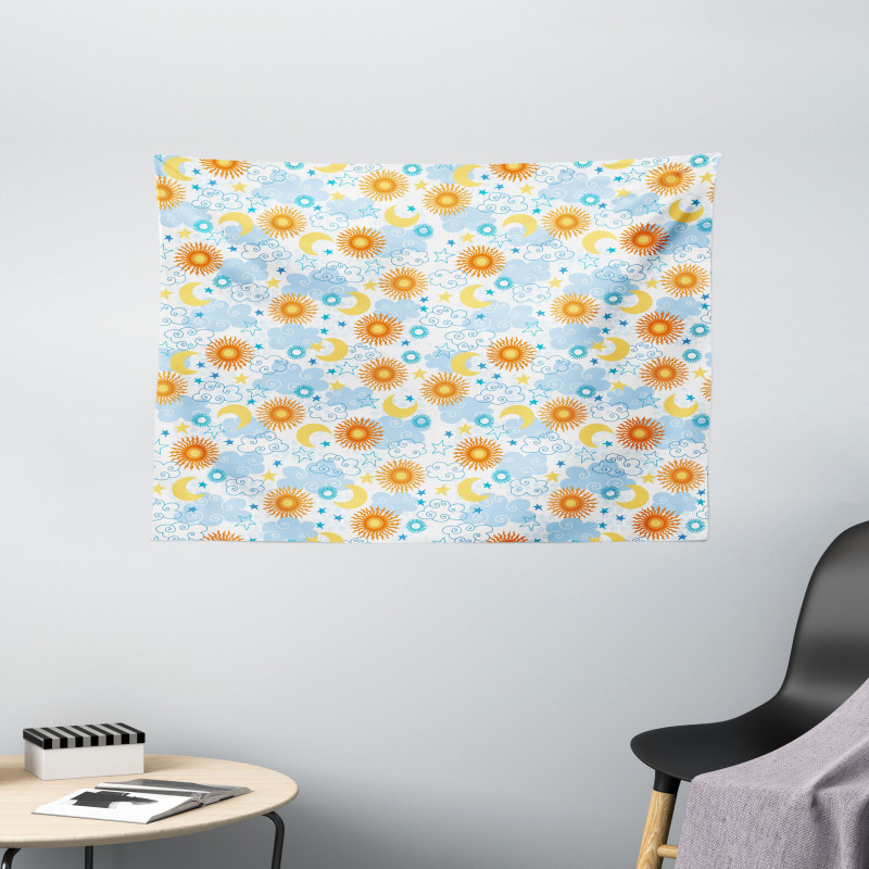 Celestial Elements Tile Wide Tapestry