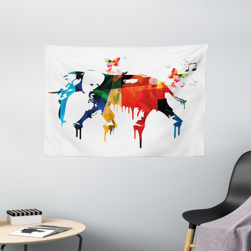 Wild Elephant Wide Tapestry