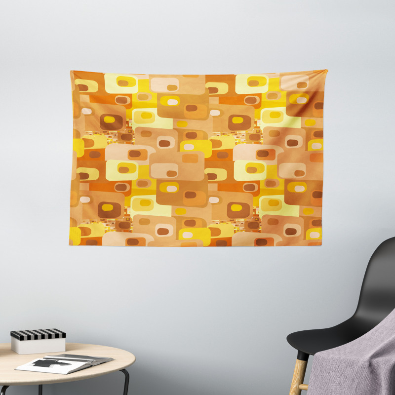 Rounded Funky Squares Wide Tapestry