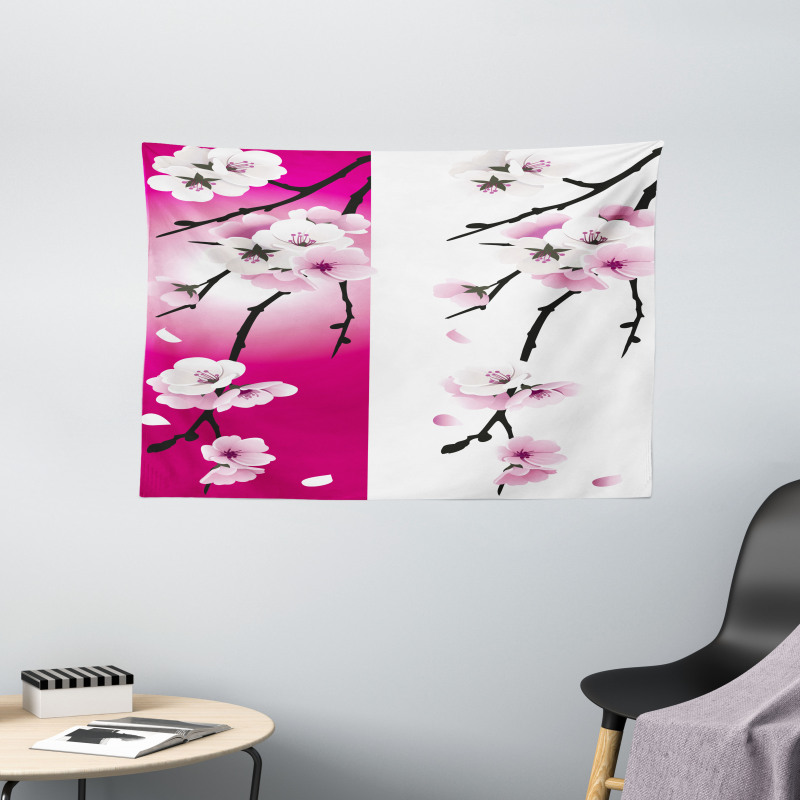 Apricot Flowers Blooms Wide Tapestry