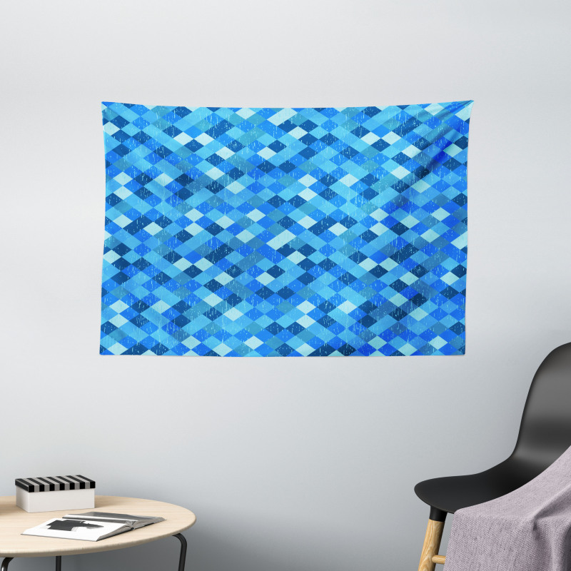 Diagonal Checked Pattern Wide Tapestry