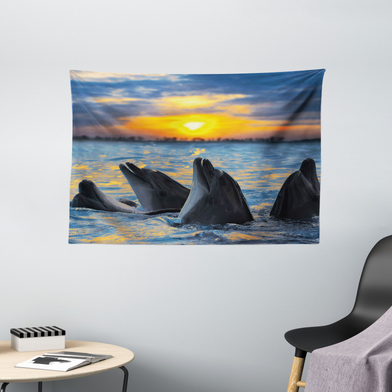 Bottle Nosed Dolphins Wide Tapestry