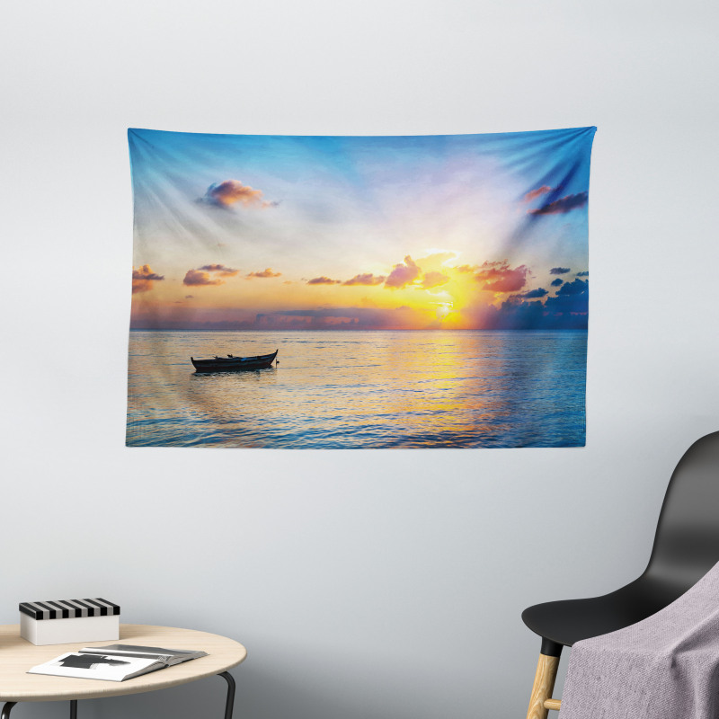 Rising Sun Sea Maldives Wide Tapestry