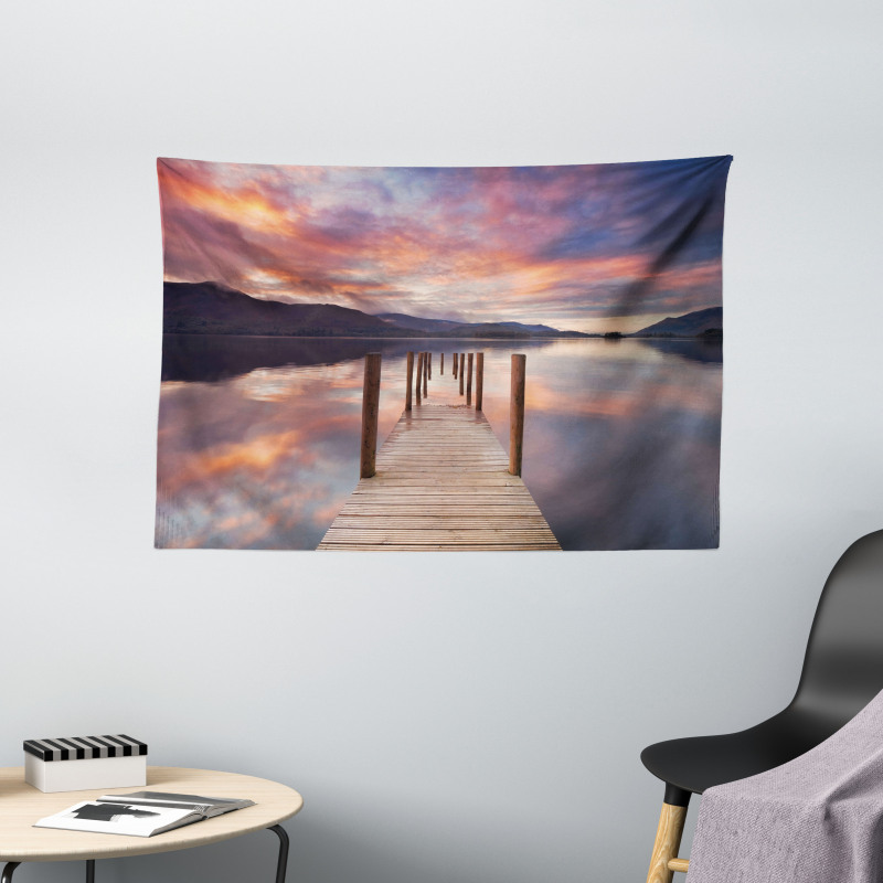 Flooded Jetty England Wide Tapestry