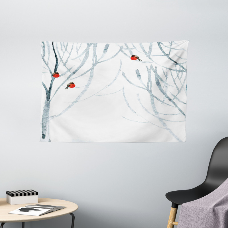 Woods Bullfinches Wide Tapestry