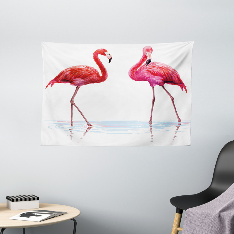 Exotic Flamingos on Sea Wide Tapestry