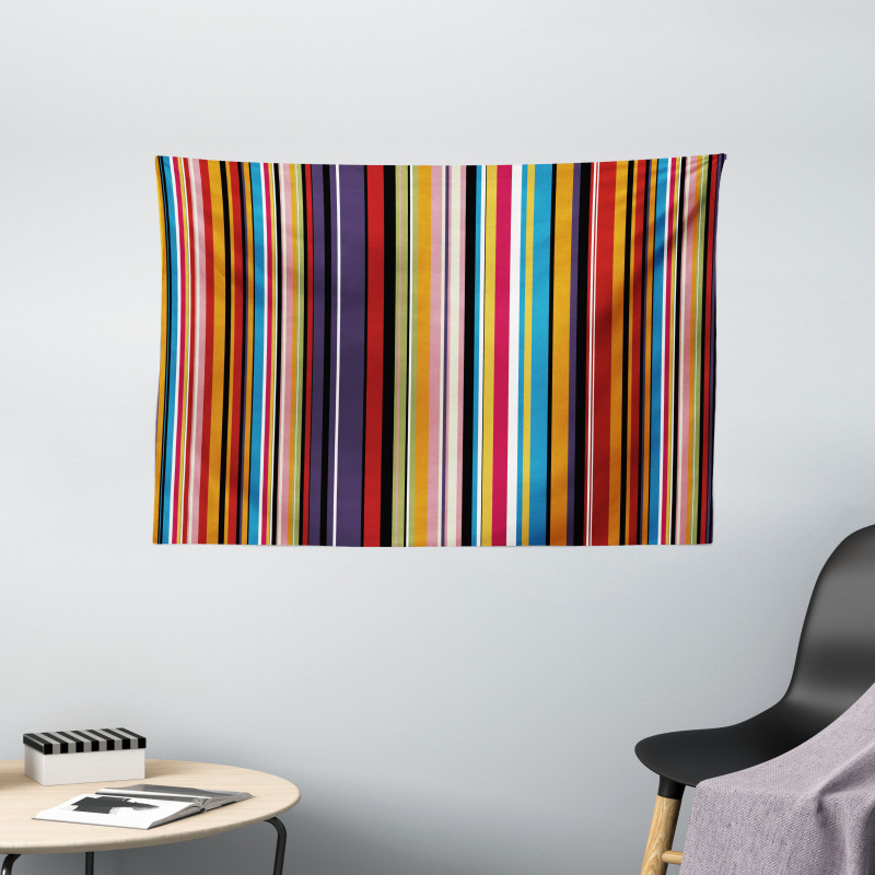 Vibrant Colors Striped Wide Tapestry