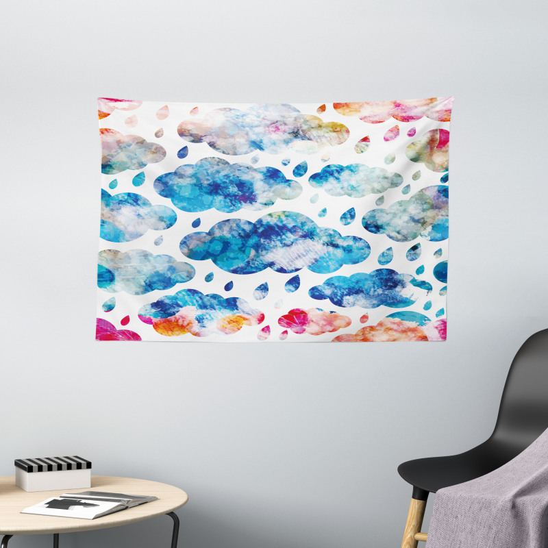 Clouds Raindrops Wide Tapestry