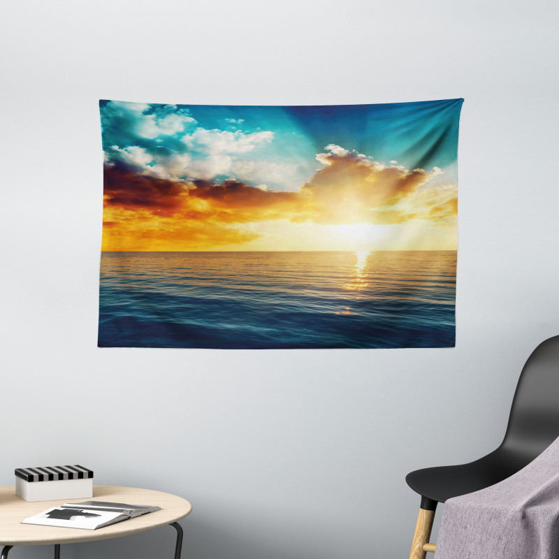 Majestic Sunset over Sea Wide Tapestry