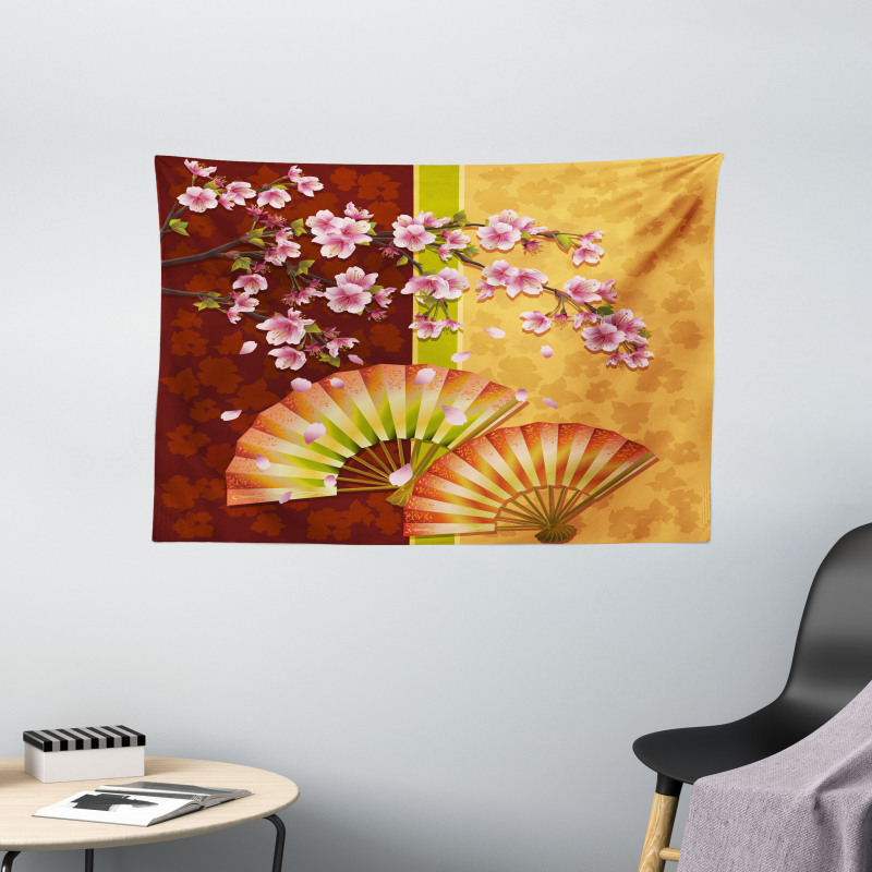 Sakura Blossoms Asian Wide Tapestry
